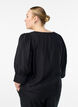 Bluse med V-hals og 3/4-ermer, Svart, Model image number 2