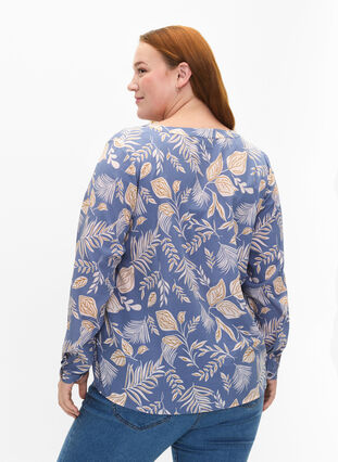 FLASH - bluse med lange ermer og trykk, Delft AOP, Model image number 1