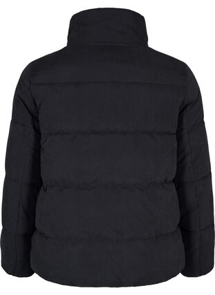 Kort vinterjakke med glidelås og høy hals, Black, Packshot image number 1