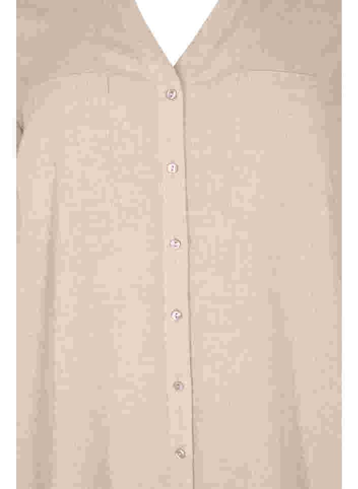 Lang skjorte med 3/4-ermer og V-hals, Simply Taupe, Packshot image number 2