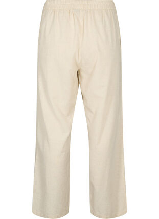 Bukser med høy midje i bomull og lin, Whitecap Gray, Packshot image number 1