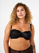 Balconette-BH med bøyle og brodert blonde, Svart, Model image number 0