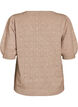 Kortermet strikkebluse med pointellem&oslash;nster, Beige, Packshot image number 1