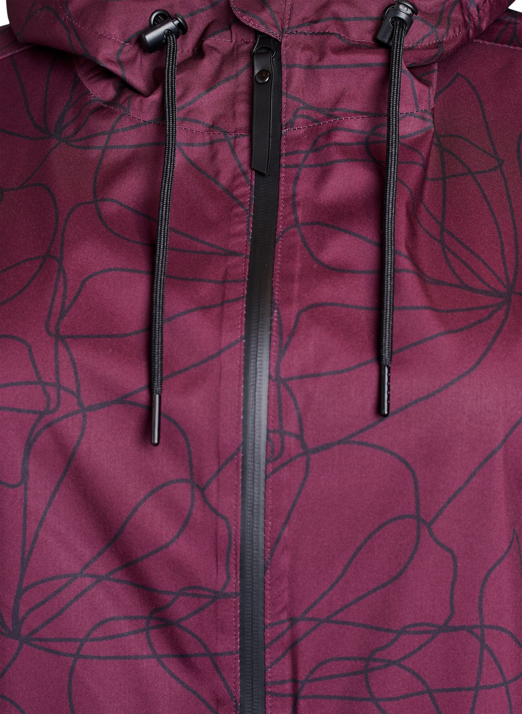 Zizzi M&oslash;nstret regnjakke, M&oslash;rk Bordeaux, Packshot image number 2
