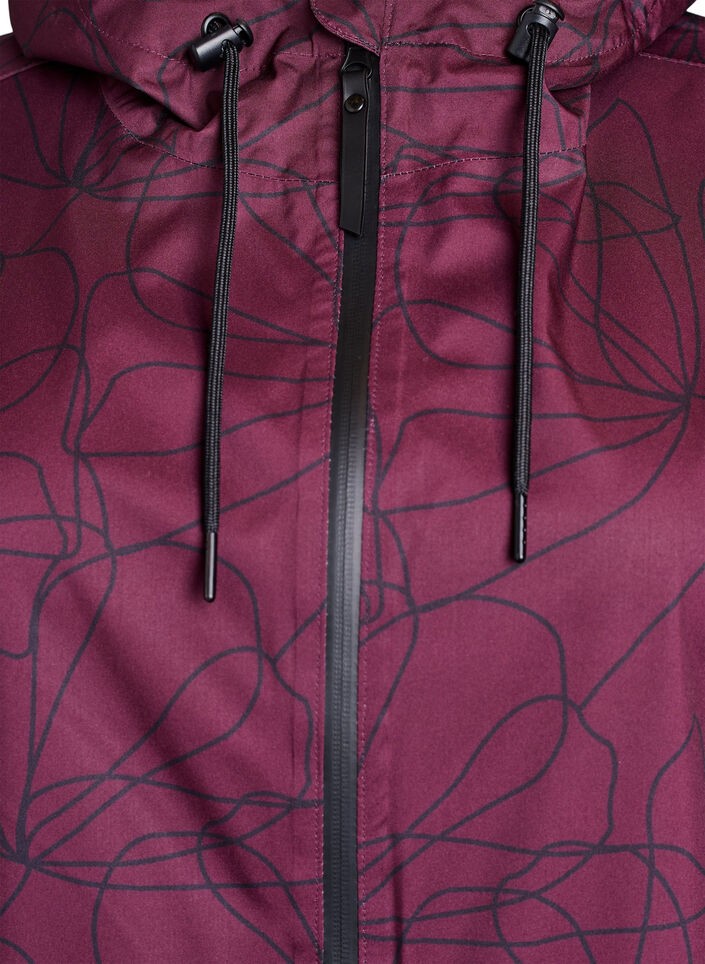 Mønstret regnjakke, Mørk Bordeaux, Packshot image number 2
