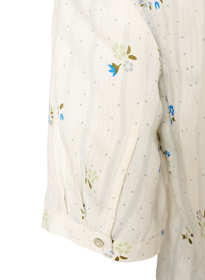 Bluse med trykk og 1/2 ermer, Vanilje, Packshot image number 3