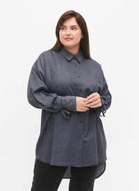 Skjorte med knytting på erm, Navy Stripe, Model