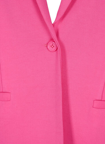 Enkel blazer med knapp og pyntelommer, Shocking Pink, Packshot image number 2