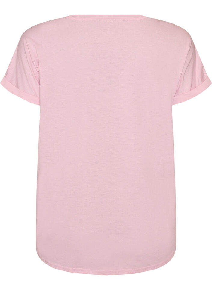 Kortermet T-skjorte i bomullsblanding, Rosa, Packshot image number 1