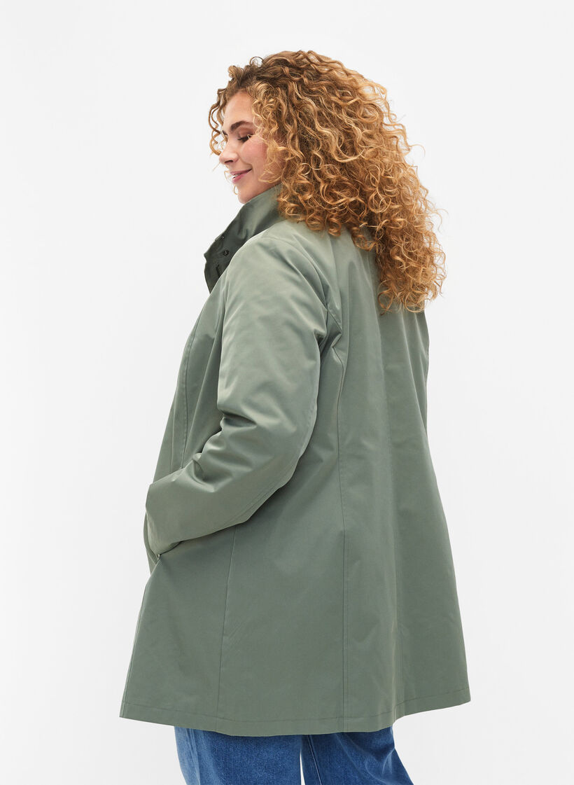 Jakke med lommer og høy krage, Grønn, Model image number 2