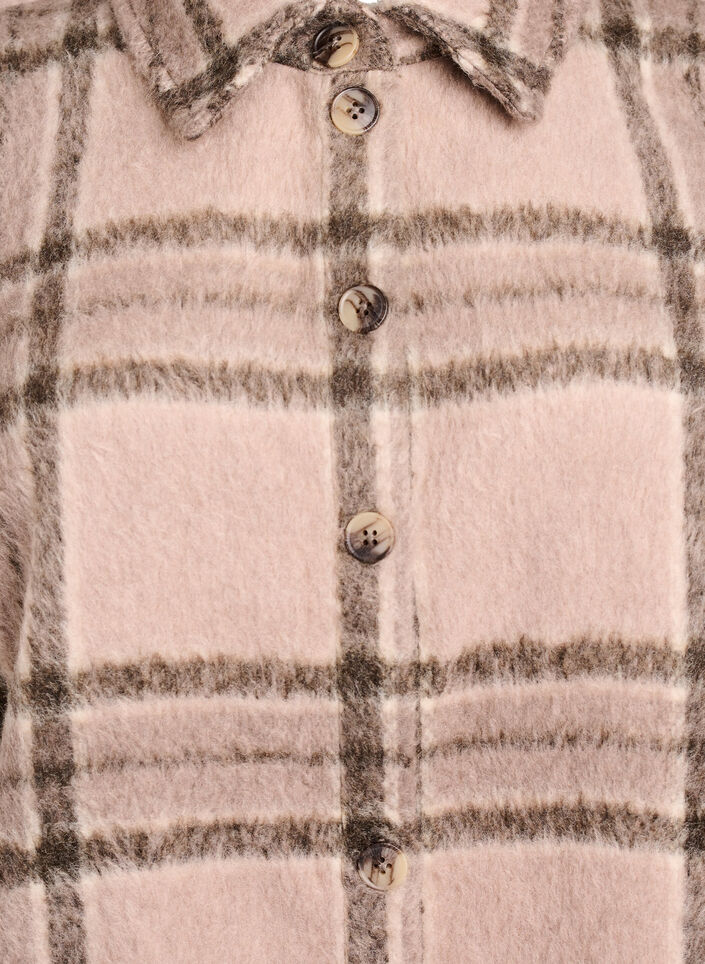 Lang rutete vest i børstet kvalitet, Beige, Packshot image number 2