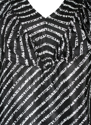 Zizzi Stripete tunika med frynser, Black/White Stripes, Packshot image number 2