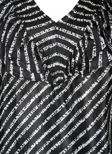 Stripet tunika med franser, Black/White Stripes, Packshot image number 2