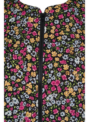 Kort jakke med lommer og blomstermønster, Black Ditzy Flower, Packshot image number 2