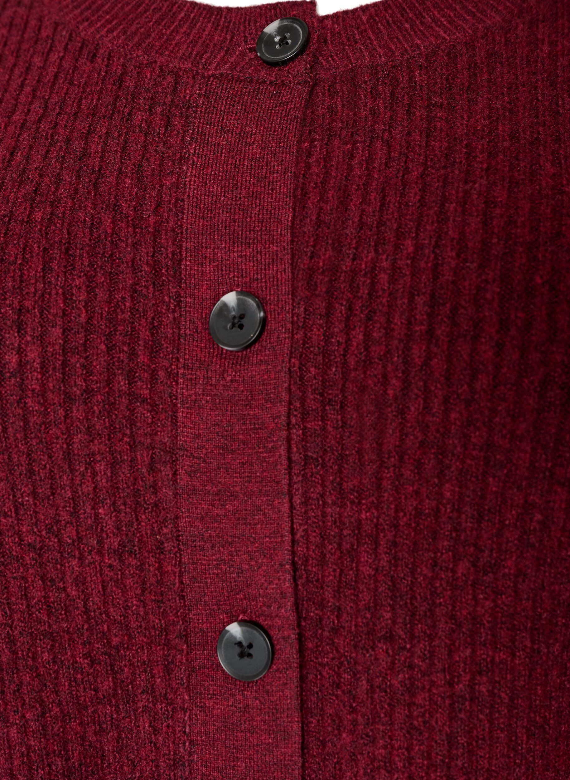 ZizziRibbestrikket cardigan med knapper, R&oslash;d, Packshot image number 2