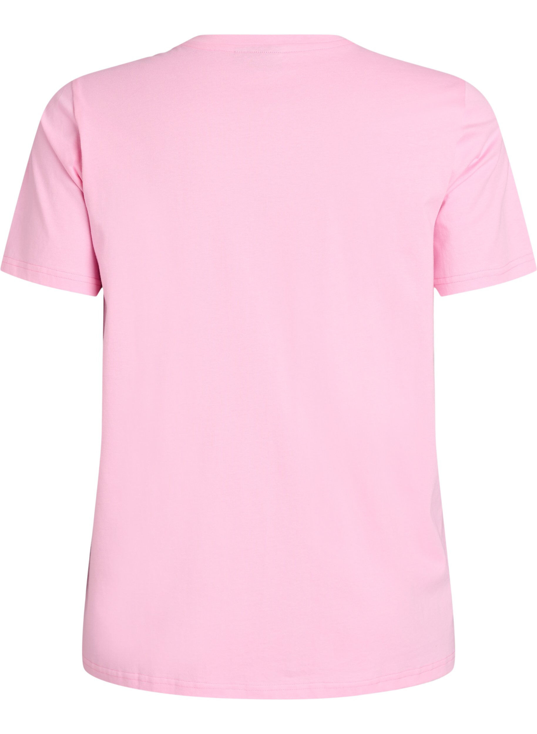 Zizzi Bomulls T-skjorte med brodert tekst, Hvit, Packshot image number 1