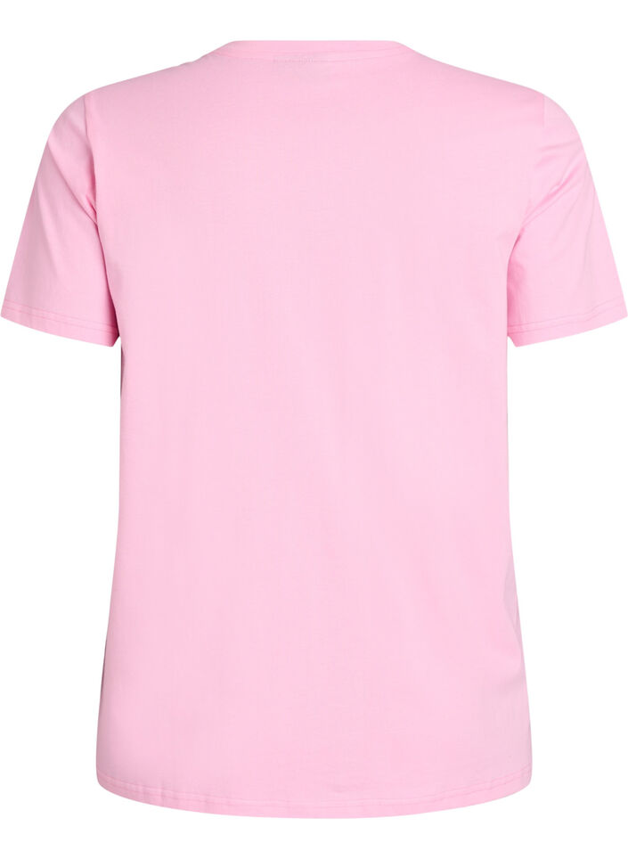 Bomulls T-skjorte med brodert tekst, Hvit, Packshot image number 1