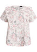 Bluse i bomull med broderie anglaise og volanger, Rosa, Packshot image number 0
