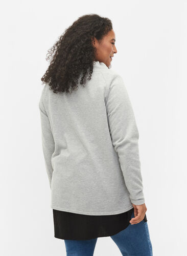Hettegenser med høy krage, Light Grey Melange, Model image number 1