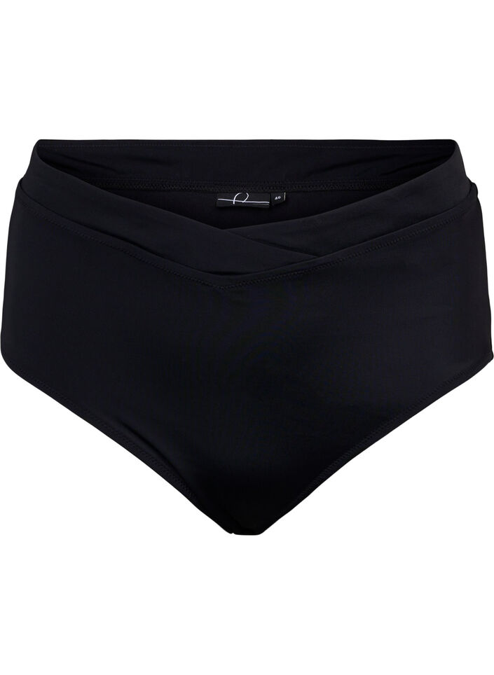Ensfarget bikinitruse med høyt liv, Black, Packshot image number 0