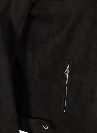 Kort jakke i semsket skinn, Black, Packshot image number 3