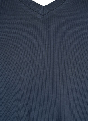 T-skjorte i viskose med ribb og V-hals, Umbre Blue , Packshot image number 2