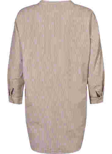 Stripete skjorte i bomull med 3/4-ermer, Natural Stripe, Packshot image number 1