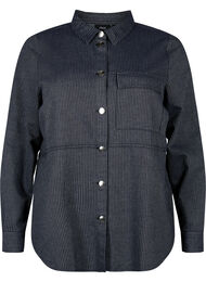 Nålestripete bomullsskjorte, Dark Blue Stripe
