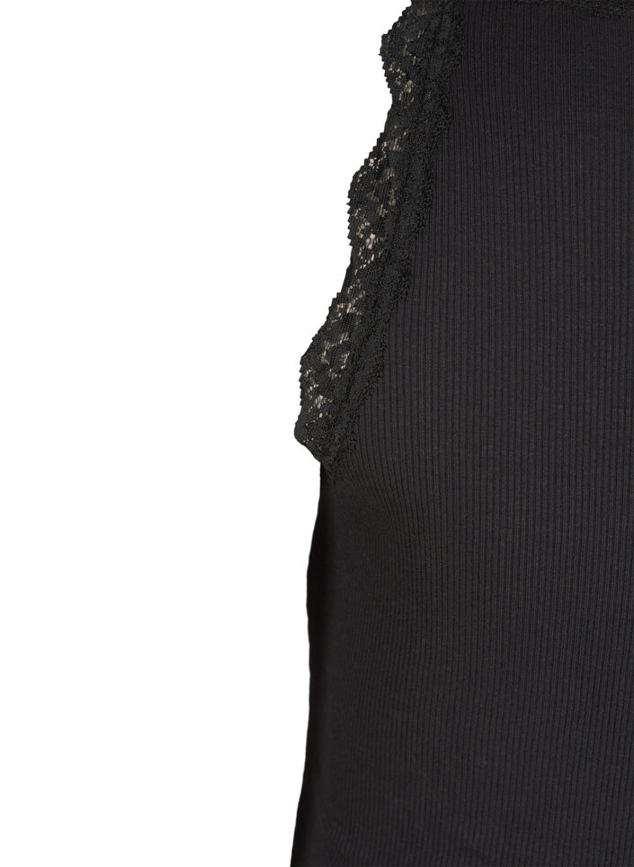 Topp med blondekant, Svart, Packshot image number 3
