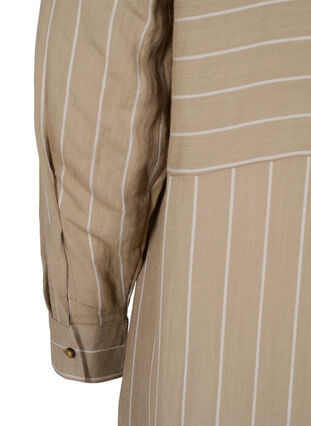 Lang stripete skjorte i viskosemiks, Timber Wolf/White, Packshot image number 3
