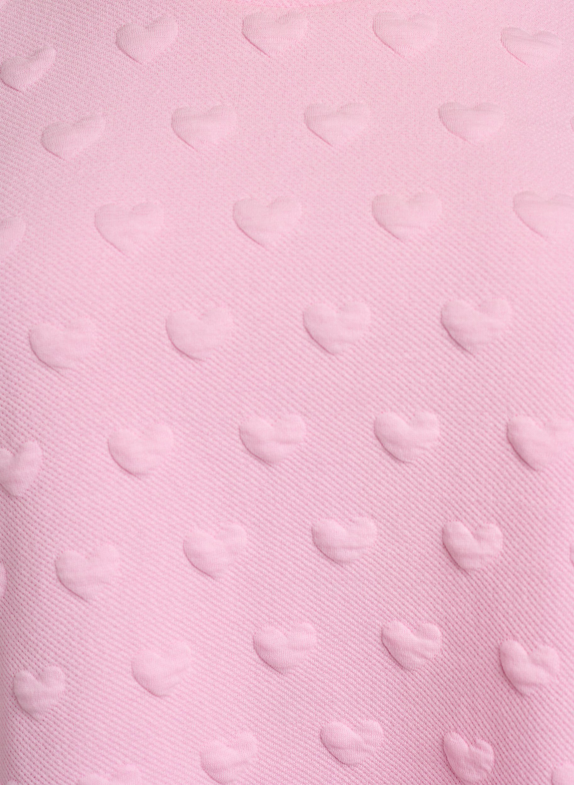 Zizzi T-skjorte i preget bomullsjersey, Rosa, Packshot image number 2