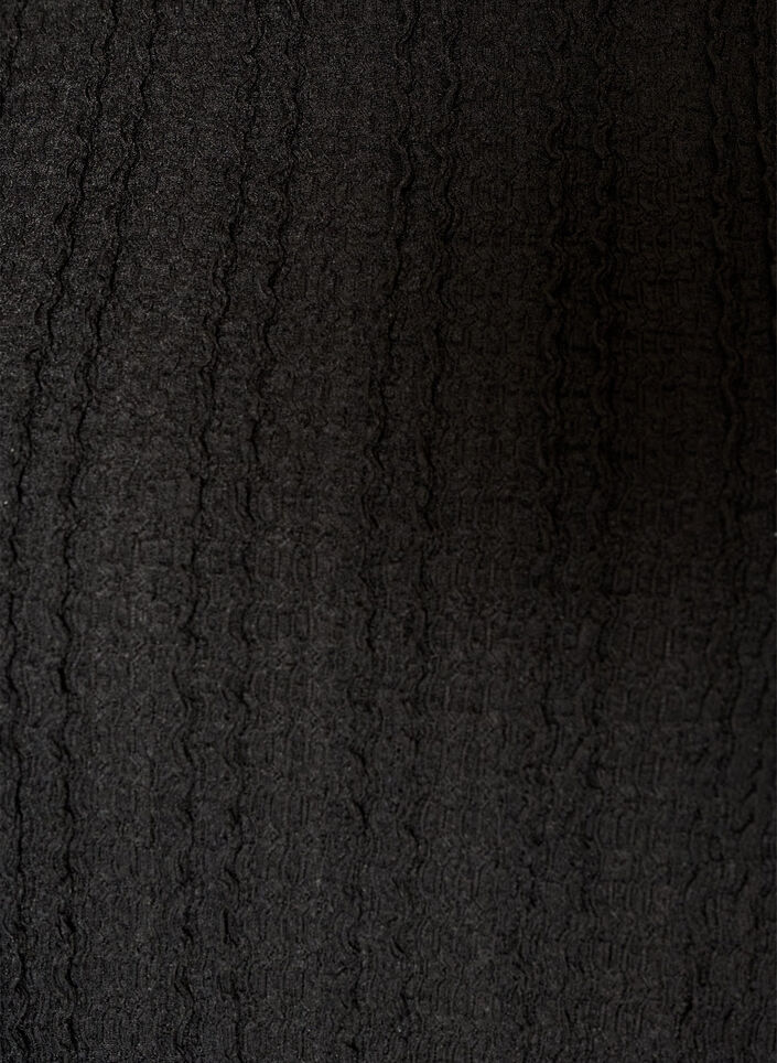 Jerseybluse med struktur og ballongsilhuett, Svart, Packshot image number 2