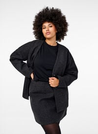 Kort skjørt med A-utskjæring, Dark Grey Melange Kort skjørt med A-utskjæring, Dark Grey Melange, Model