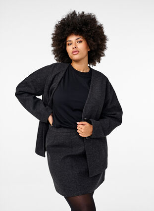 Zizzi Kort skjørt med A-utskjæring, Dark Grey Melange, Model image number 0