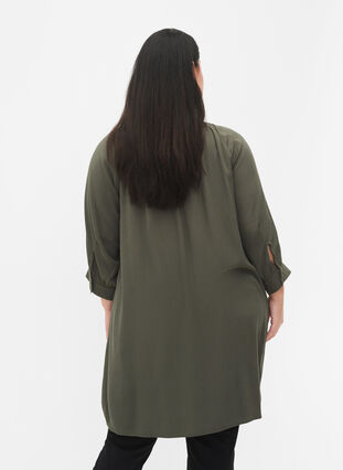 Tunika i viskose med 3/4-ermer, Thyme, Model image number 1