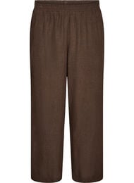 Bukser med vide ben i lin og viskose, Brun