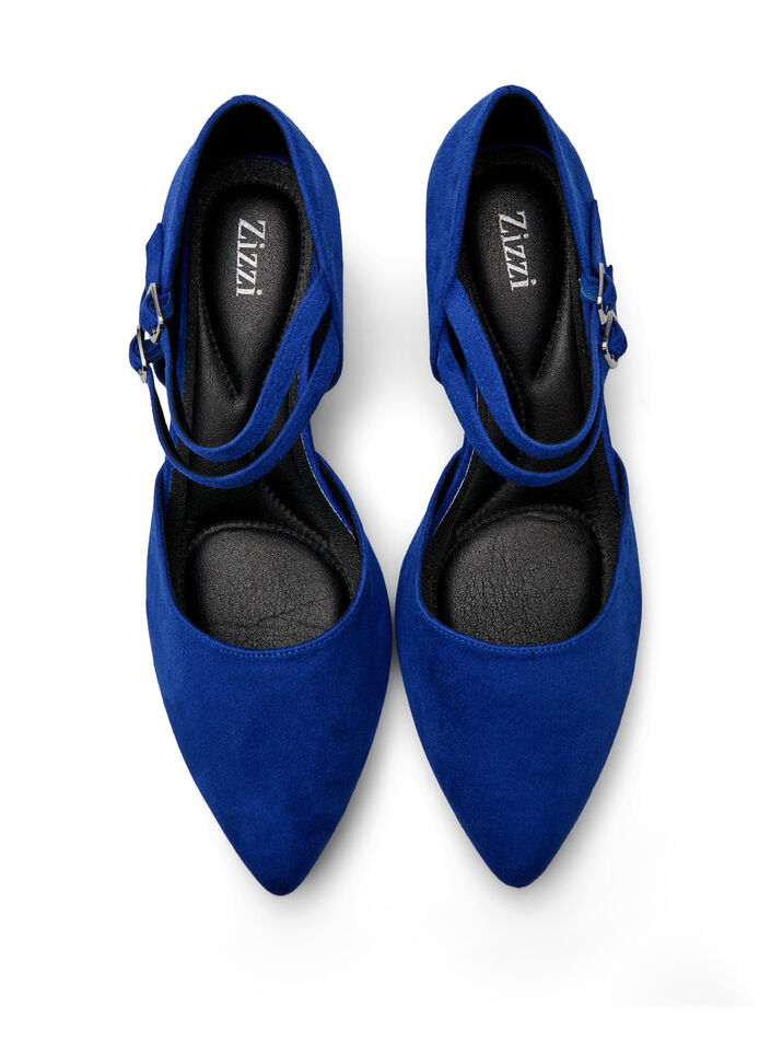 Wide fit - Pumps med doble stropper, Blå, Packshot image number 2