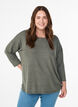 Jersey bluse med 3/4 ermer, Gr&oslash;nn, Model image number 0