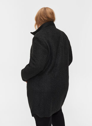 Frakk med ull og glidelås, Black, Model image number 1