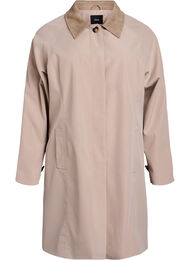 V&aring;rjakke med imitert semsket krage og skjult knappelukking, Beige