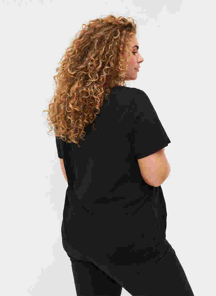 T-skjorte i bomull med blonder, Black, Model image number 1