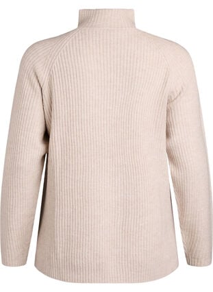 Zizzi Strikket genser med høy hals og harlekintrykk, Beige, Packshot image number 1