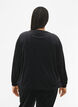Velourbluse med brodert tekst, Black, Model image number 1