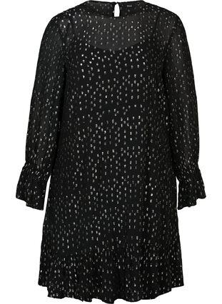 Langermet kjole i viskose, Black, Packshot image number 0
