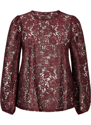 FLASH – Bluse med lange ermer og blonder, Port Royal, Packshot image number 0