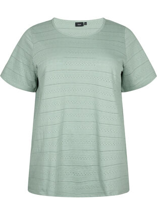 Kortermet bomull t-skjorte, Chinois Green, Packshot image number 0