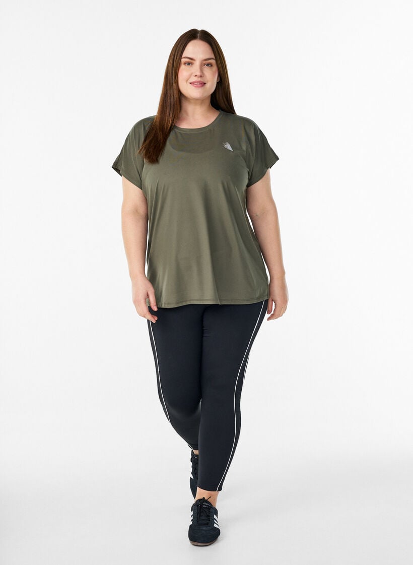 Ensfarget trenings-T-skjorte, Gr&oslash;nn, Model image number 1