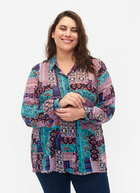 FLASH - Langermet skjorte med blomstermønster, Multi Ethnic , Model