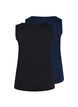 Basis tanktopp i en ribbet struktur, 2 stk., Black/Navy Blazer, Packshot image number 1
