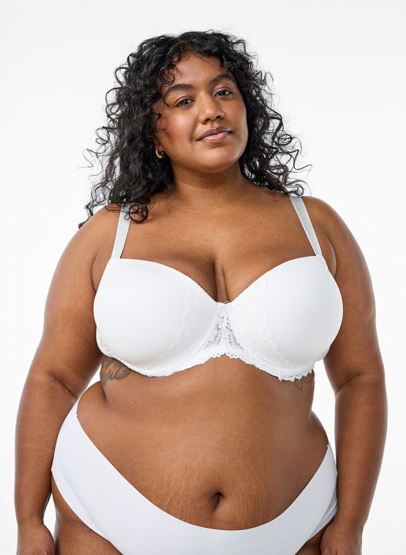 Formstøpt BH med blondedetaljer, Hvit, Model image number 0